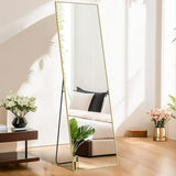 Atilioo Full Length Mirror 59"x16" - Arched Floor Mirror with Shatter-Proof Glass, Wall-Mount or Leaning Full Body Mirror for Bedroom, Dressing Room - Durable Gold Aluminum Frame