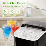 Haysky Countertop Ice Maker, 26 Lbs/24H, Ice in 6Mins, 2 Sizes, Self-Cleaning Portable Ice Machine Countertops for Home, Office, RV, Camping