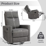 IULULU Recliner, Nursery Glider Rocker with Large Footrest, High Back, Deep Seat