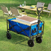 Atilioo Collapsible Wagon Cart - Heavy Duty Folding Utility Cart with 220lbs Capacity & All-Terrain Wheels - Portable Garden Beach Wagon for Sand, Camping, Shopping, Fishing, Outdoor Use, Blue