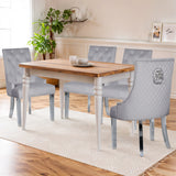 IULULU Dining Chairs Set of 2 with Stainless Steel Legs and Lion Head Handles