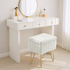 IULULU Vanity Stool, Faux Fur-Padded, 4-Legged Stool with Anti-Slip Feet, Ideal for Makeup or as a Footrest