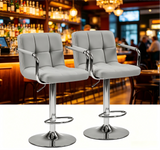Atilioo Bar Stools Set of 2, Adjustable Counter Height Swivel Barstool Dinning Chair with Armrests & Back and Footrest Water-Resistant PU Leather for Bar Kitchen, Black