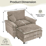 IULULU Sectional Sofa, Chenille Cloud Couch Comfy Upholstered Sofa with Ottoman, Lumbar Pillow, Deep Seat Modular Sofa for Living Room, Apartment, Studio