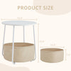 IULULU Small Round Side Table with Fabric Basket, Steel Frame