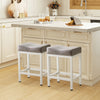 IULULU Bar Stools Counter Height - 24 Inch Saddle Stools, PU Leather Modern Kitchen Barstools with Metal Base Footrest