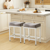 IULULU Bar Stools Counter Height - 24 Inch Saddle Stools, PU Leather Modern Kitchen Barstools with Metal Base Footrest
