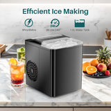 IULULU Portable Ice Maker, 9 Cubes/6 Mins, 26lbs/Day, Self-Cleaning, Quiet, 2 Sizes, with Scoop & Basket