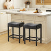 IULULU Bar Stools Counter Height - 24 Inch Saddle Stools, PU Leather Modern Kitchen Barstools with Metal Base Footrest