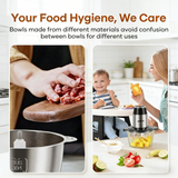 Atilioo 8 Cup Food Processors, Fast Meat Grinder & Vegetable Chopper, Dual-Bowls, Stainless Steel Blades, BPA Free, Black