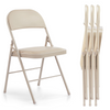 IULULU Folding Chair, Leather-padded, Sturdy Metal, Easy Storage, Indoor/Outdoor, Comfy for Home/Office/Party