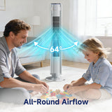 Atilioo Tower Fan with Remote, 35" Bladeless Standing Floor Fan with 5 Speeds, 64° Oscillation,12H Timer, Quiet Operation & Sleep Mode, Silver