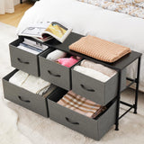 Atilioo 5 Drawer Dresser, Fabric Storage Chest with TV Stand, Open Shelf, Adjustable Feet, Bedroom or Living Room, Black