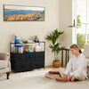 Atilioo 5 Drawer Dresser, Fabric Storage Chest with TV Stand, Open Shelf, Adjustable Feet, Bedroom or Living Room, Black