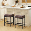 IULULU Bar Stools Counter Height - 24 Inch Saddle Stools, PU Leather Modern Kitchen Barstools with Metal Base Footrest