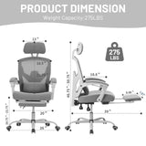 IULULU Office Desk Chair with Footrest, High-Back Mesh Rolling Swivel Reclining Chairs