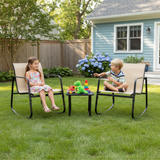 Atilioo 3 Piece Patio Rocking Furniture Set, Textilene Outdoor Furniture Set with Chairs & Table, Conversation Set for Lawn, Garden, Balcony, Yard, Poolside, Brown