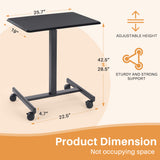 IULULU Mobile Standing Desk, Small Rolling Desk with Wheels, Pneumatic Adjustable Workstation for Home