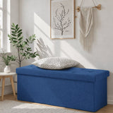 ACCVER 43" Storage Ottoman Bench - Foldable Ottoman Upholstered Entryway Bench, 660lbs Large End of Bed Bench with Storage Chest for Bedroom, Living Room, Blue