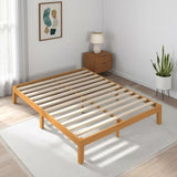 ACCVER Solid Wood Queen Size Bed Frame - 12in Natural Pine Platform Base with Wood Slats, Noise-Free & No Box Spring Needed, Natural Finish, Easy Assembly