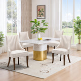 IULULU Dining Chairs, Upholstered Featuring Tufted Back Design and Solid Wood Legs Set of 2
