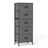 ACCVER Dresser for Bedroom 5 Storage drawer, Fabric Closet Chests Organizer Tower with Wooden Top Metal Frame for Living Room Hallway Entryway, Gray