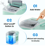 Atilioo Countertop Ice Maker with Handle, Ice in 6Mins, 26 Lbs/24H, 2 Sizes Bullet, Portable Ice Maker Machine with Self-Cleaning for Home/Bar/Camping/RV, Black