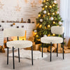 IULULU Dining Chairs Set 2, Upholstered Mid-Century Kitchen Chairs, Curved Backrest, Metal Legs