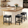 IULULU Bar Stools Counter Height - 24 Inch Saddle Stools, PU Leather Modern Kitchen Barstools with Metal Base Footrest