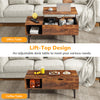 IULULU Lift Top Coffee Table - Wooden Table with Shelf & Compartment for Living Room