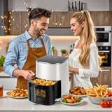 Haysky 6 QT Air Fryer with 12-in-1 Functions, 95% Less Oil Healthy Cooker for Family Size, Touch AirFryer, Roast, Reheat, Dehydrate, Steam, Nonstick & Dishwasher Safe Basket, Beige