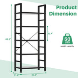 IULULU Book Shelf,  5 Tier Bookcase, Modern, Industrial Storage for Home/Office