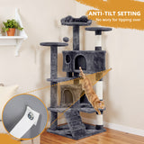 Atilioo Cat Tree Tower with Scratching Post, Multi-Level Cat Condo Pet House Play with Stable Base, Gray