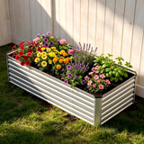 Atilioo 8x4x1ft Raised Garden Bed, Outdoor Metal Planter Box for Vegetables, Flowers, Herbs, Galvanized Non Toxic Materials, Silver