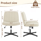IULULU Wide Armless Desk Chair, No Wheels, Adjustable Height