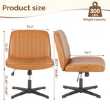 IULULU Wide Armless Desk Chair, No Wheels, Adjustable Height