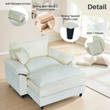 IULULU Sectional Sofa, Chenille Cloud Couch Comfy Upholstered Sofa with Ottoman, Lumbar Pillow, Deep Seat Modular Sofa for Living Room, Apartment, Studio