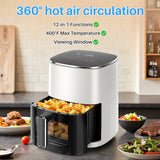 IULULU Air Fryer, 6-Qt with View Window, 12-in-1, 400°F Max
