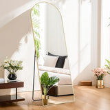 Atilioo Full Length Mirror 59"x16" - Arched Floor Mirror with Shatter-Proof Glass, Wall-Mount or Leaning Full Body Mirror for Bedroom, Dressing Room - Durable Gold Aluminum Frame