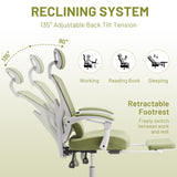 IULULU Office Desk Chair with Footrest, High-Back Mesh Rolling Swivel Reclining Chairs