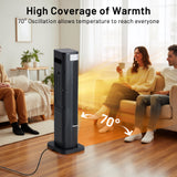 Buteny Space Heater for Indoor Use, 23Inch Portable Heater with Remote and Thermostat,7 Light Modes, 70°Oscillation, 12H Timer, Up to 95°F, Tip-over Protection