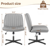 IULULU Wide Armless Desk Chair, No Wheels, Adjustable Height