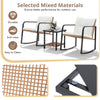 IULULU Outdoor 3-Pc, Rocking Bistro Set, Wicker Patio Chairs & 2-Tier Table