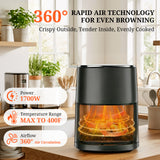 Atilioo 6.34QT Air Fryer, 12-in-1 Cook Modes, Touch Pad, Quick Crispy Meals, Dishwasher Safe Nonstick Basket, Black