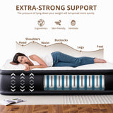 Atilioo Air Mattress with Built-in Pump, Inflatable Airbed, High Durability Blow Up Mattresses for Camping Home Camping Travel, 660lb Max, Twin Size 16 18 Inch, Black
