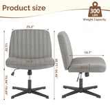 IULULU Wide Armless Desk Chair, No Wheels, Adjustable Height