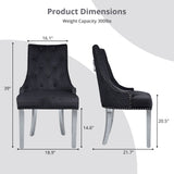 IULULU Dining Chairs Set of 2 with Stainless Steel Legs and Lion Head Handles