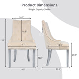 IULULU Dining Chairs Set of 2 with Stainless Steel Legs and Lion Head Handles