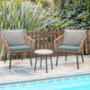 IULULU 3 Piece Patio Bistro Set, Wicker Chairs with Table & Cushions for Outdoor Spaces