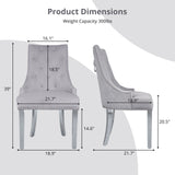 IULULU Dining Chairs Set of 2 with Stainless Steel Legs and Lion Head Handles